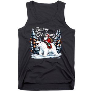 Bearry Christmas Funny Santa Polar Bear Ride Christmas Xmas Tank Top