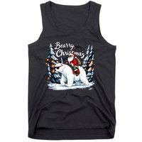 Bearry Christmas Funny Santa Polar Bear Ride Christmas Xmas Tank Top