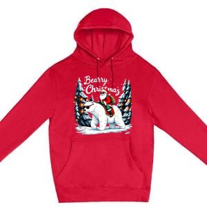 Bearry Christmas Funny Santa Polar Bear Ride Christmas Xmas Premium Pullover Hoodie