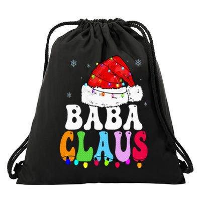 Baba Claus Funny Xmas Family Matching Baba Grandma Christmas Drawstring Bag