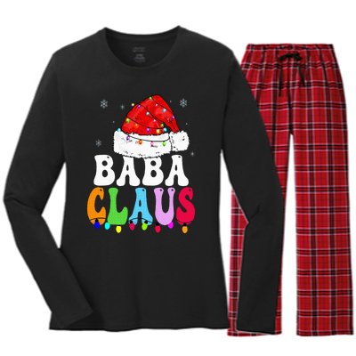 Baba Claus Funny Xmas Family Matching Baba Grandma Christmas Women's Long Sleeve Flannel Pajama Set 