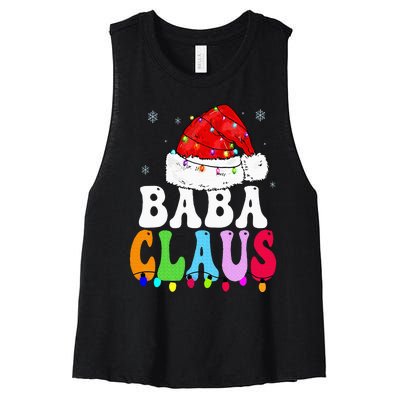 Baba Claus Funny Xmas Family Matching Baba Grandma Christmas Women's Racerback Cropped Tank