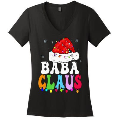 Baba Claus Funny Xmas Family Matching Baba Grandma Christmas Women's V-Neck T-Shirt