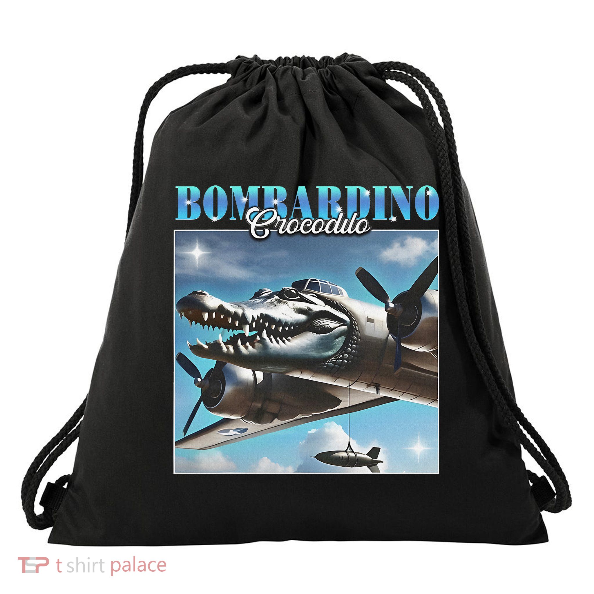 Bombardiro Crocodillo Funny Italian Brainrot Meme Humor Gen Drawstring Bag