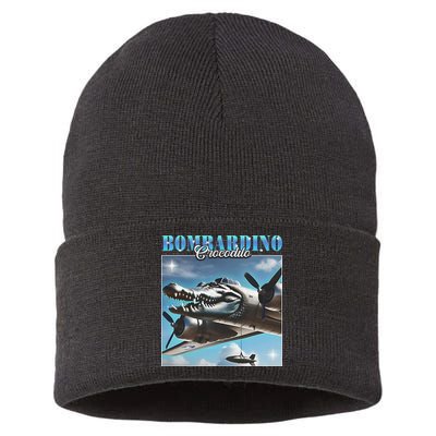 Bombardiro Crocodillo Funny Italian Brainrot Meme Humor Gen Sustainable Knit Beanie