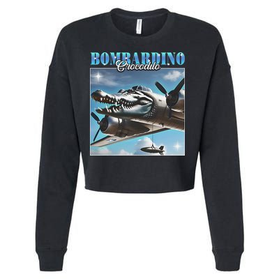 Bombardiro Crocodillo Funny Italian Brainrot Meme Humor Gen Cropped Pullover Crew