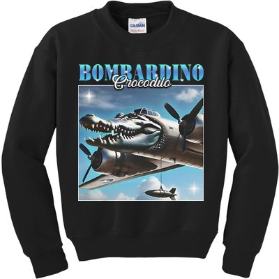 Bombardiro Crocodillo Funny Italian Brainrot Meme Humor Gen Kids Sweatshirt