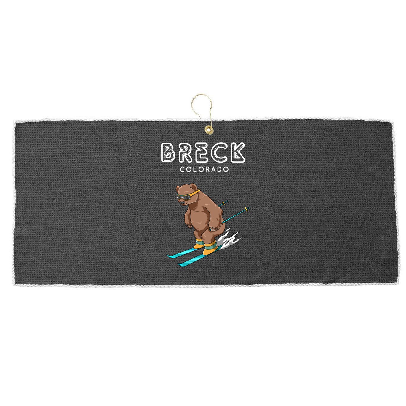 Breck Colorado Funny Ski Grizzly Bear Gift Large Microfiber Waffle Golf Towel