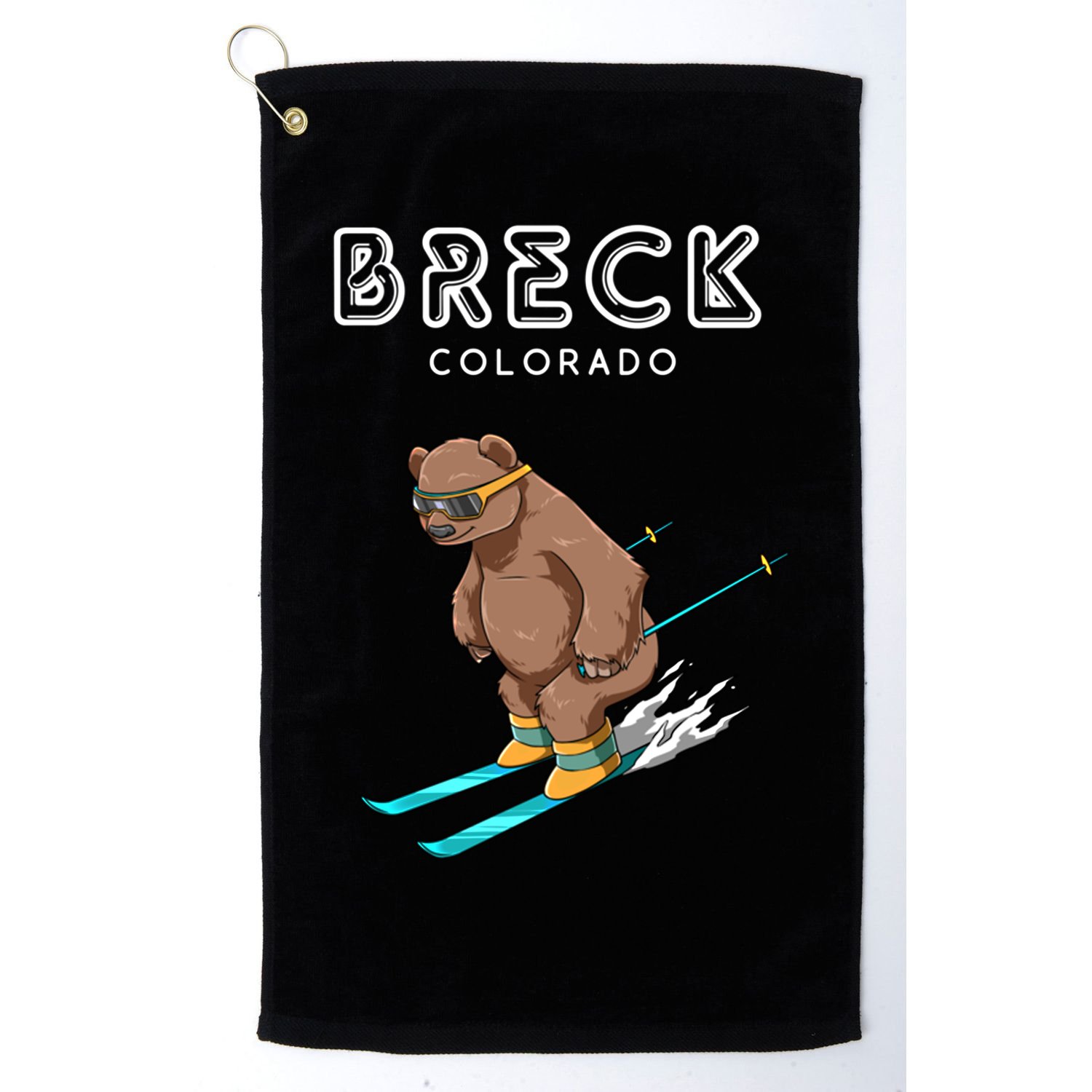 Breck Colorado Funny Ski Grizzly Bear Gift Golf Towel