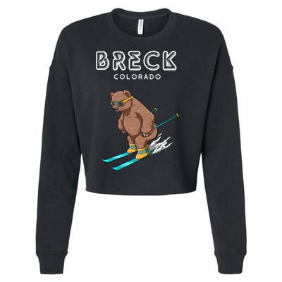 Breck Colorado Funny Ski Grizzly Bear Gift Cropped Pullover Crew