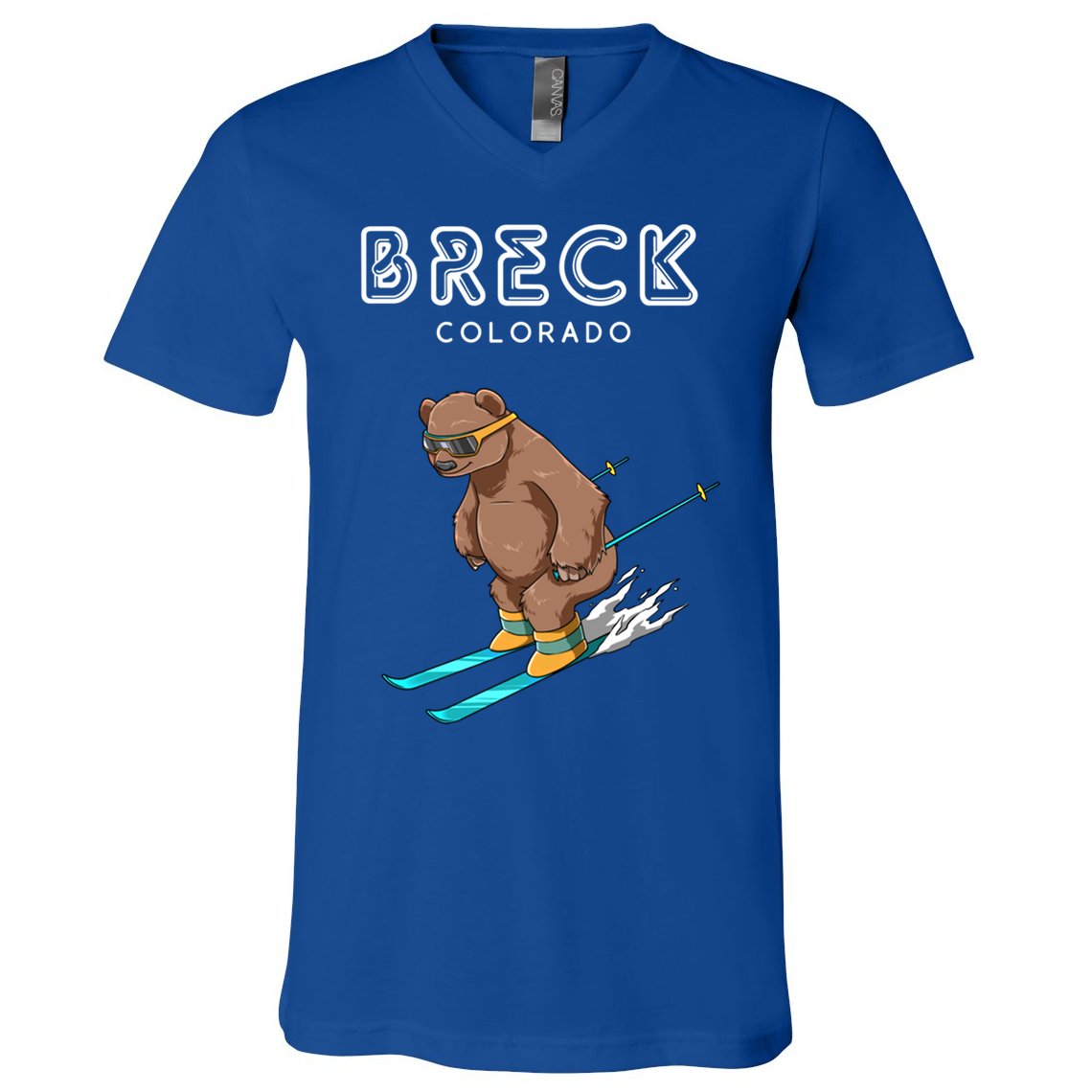Breck Colorado Funny Ski Grizzly Bear Gift V-Neck T-Shirt
