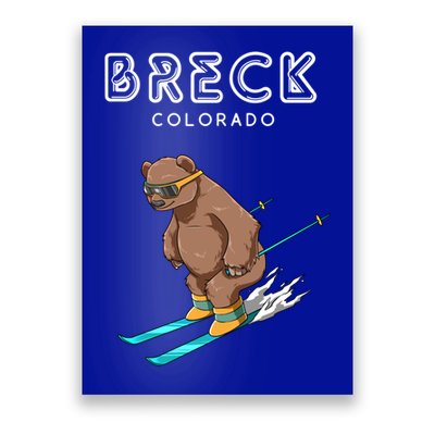 Breck Colorado Funny Ski Grizzly Bear Gift Poster