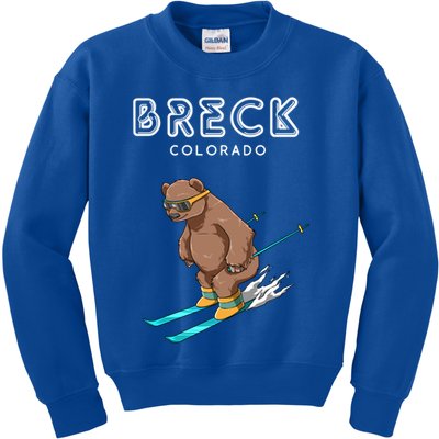Breck Colorado Funny Ski Grizzly Bear Gift Kids Sweatshirt