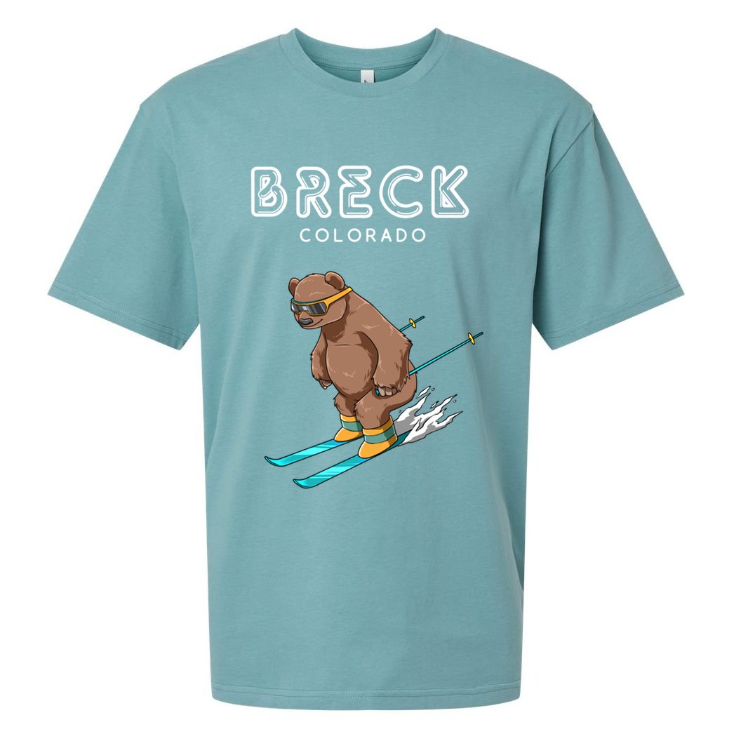 Breck Colorado Funny Ski Grizzly Bear Gift Sueded Cloud Jersey T-Shirt