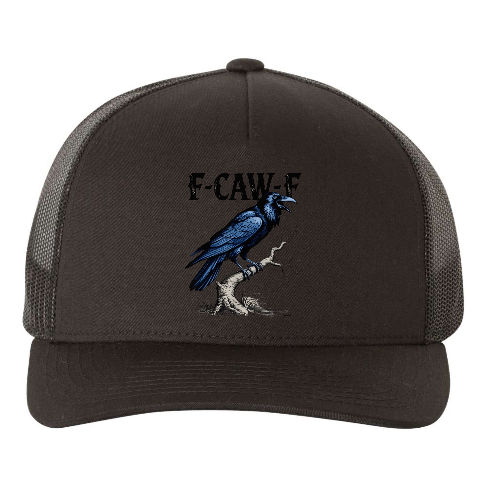 Black Crow F-Caw-F Black Bird  Yupoong Adult 5-Panel Trucker Hat