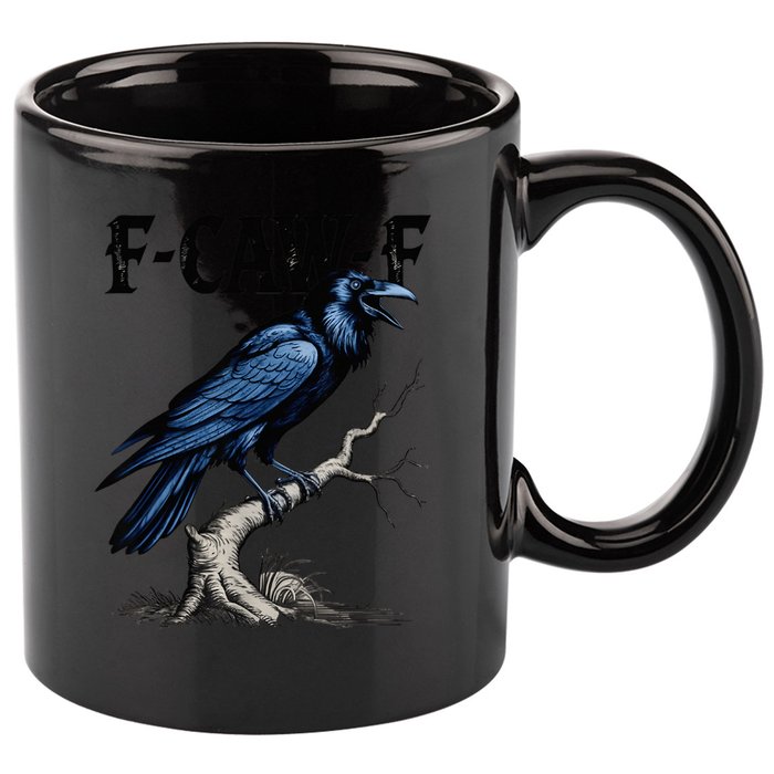 Black Crow F-Caw-F Black Bird  11oz C Handle Ceramic Mug