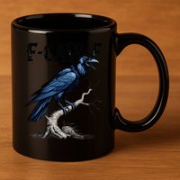 Black Crow F-Caw-F Black Bird  11oz C Handle Ceramic Mug