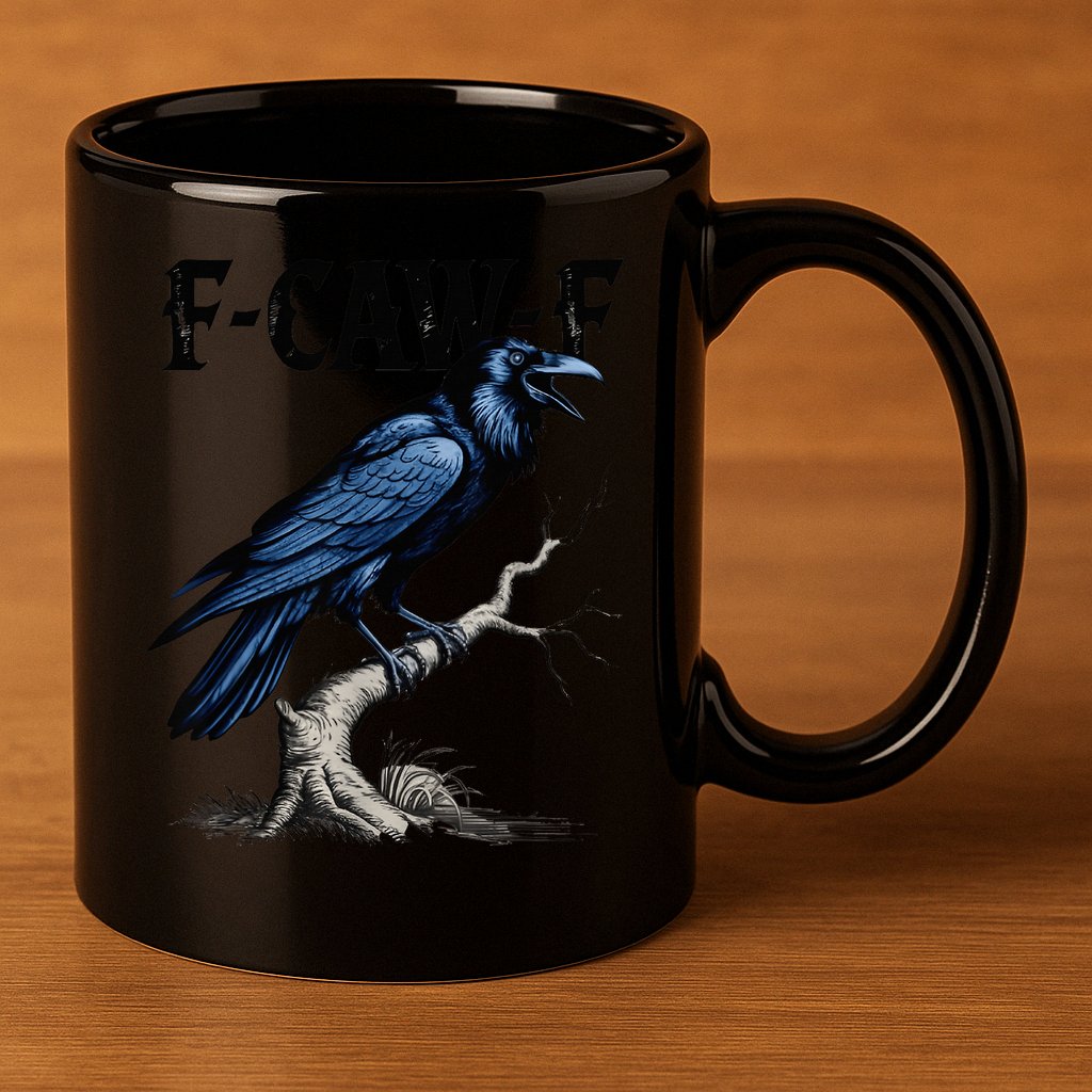 Black Crow F-Caw-F Black Bird  11oz C Handle Ceramic Mug