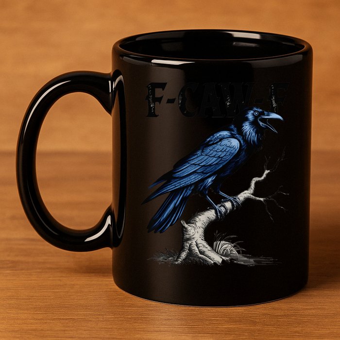Black Crow F-Caw-F Black Bird  11oz C Handle Ceramic Mug