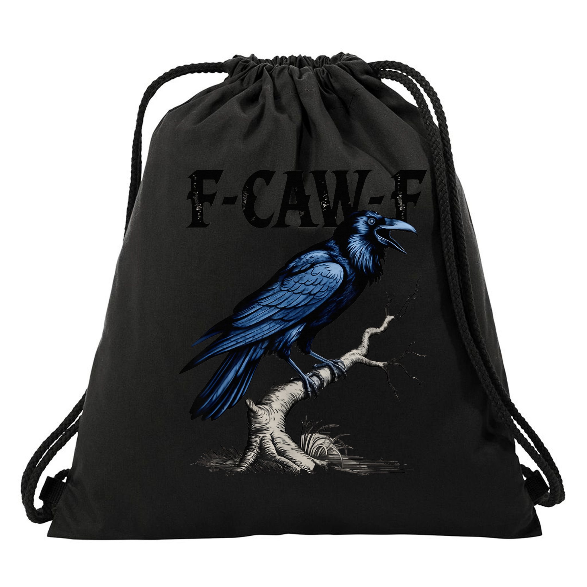 Black Crow F-Caw-F Black Bird  Drawstring Bag