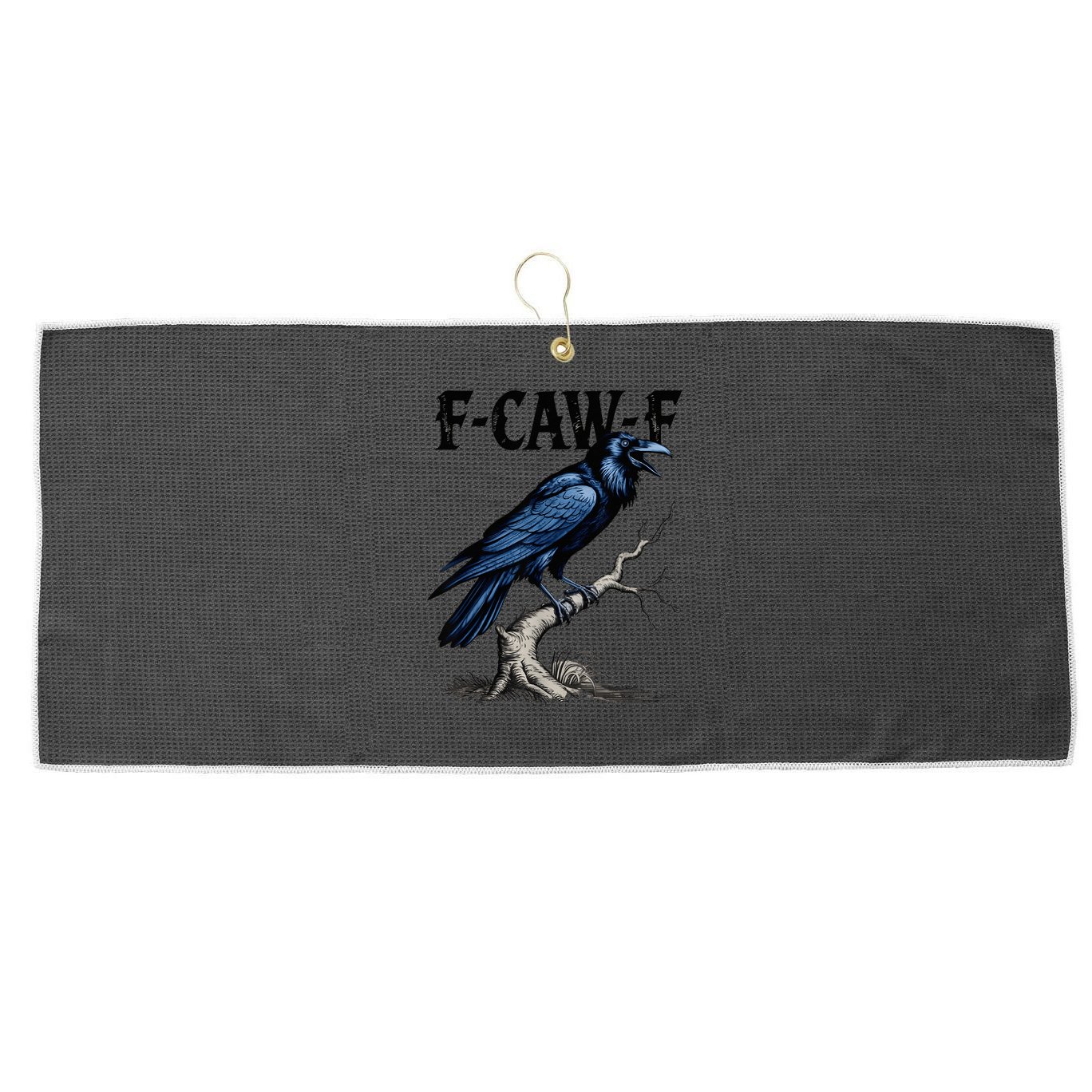 Black Crow F-Caw-F Black Bird  Large Microfiber Waffle Golf Towel