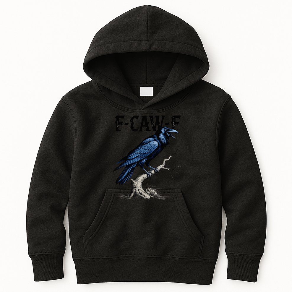Black Crow F-Caw-F Black Bird  Kids Hoodie