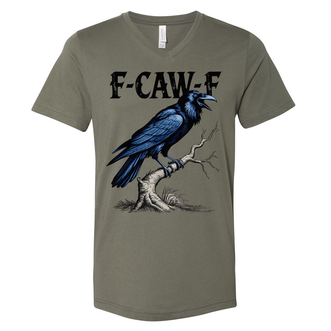 Black Crow F-Caw-F Black Bird  V-Neck T-Shirt
