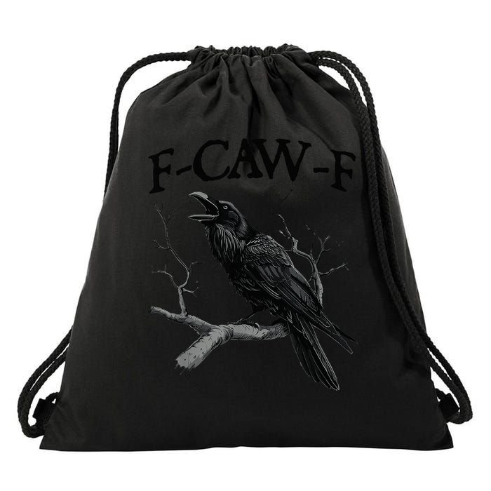 Black Crow F-Caw-F Black Bird Drawstring Bag