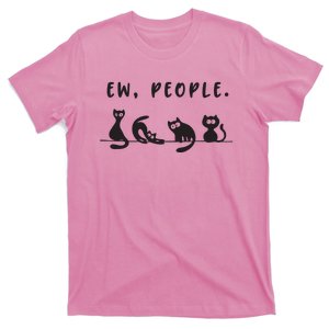 Black Cat Funny Womens Ew People Meowy Cat Lovers T-Shirt