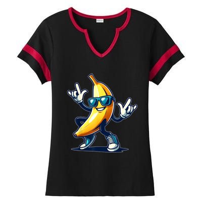 Banana Costume Funny Banana Ladies Halftime Notch Neck Tee