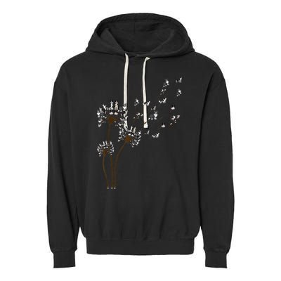 Border Collie Flower Fly Dandelion Funny Dog Garment-Dyed Fleece Hoodie