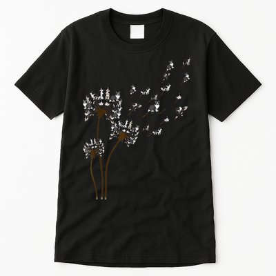 Border Collie Flower Fly Dandelion Funny Dog Tall T-Shirt