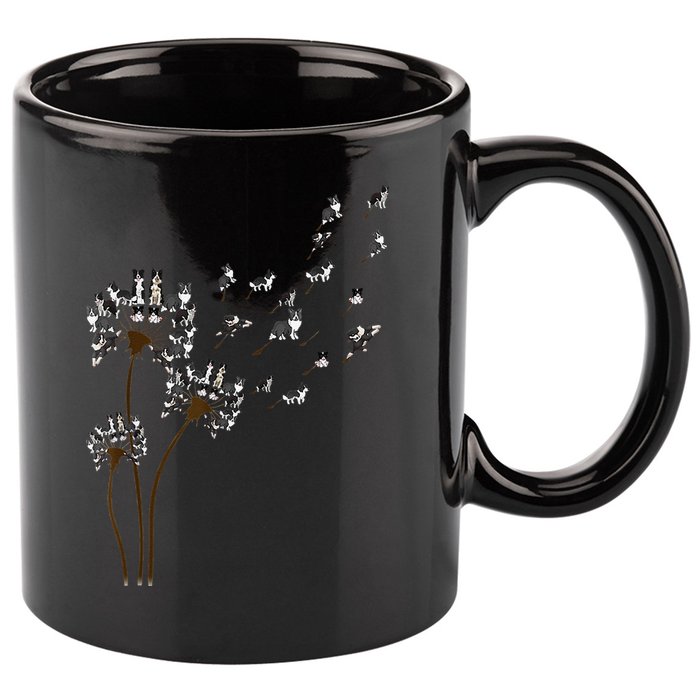 Border Collie Flower Fly Dandelion Funny Dog 11oz C Handle Ceramic Mug