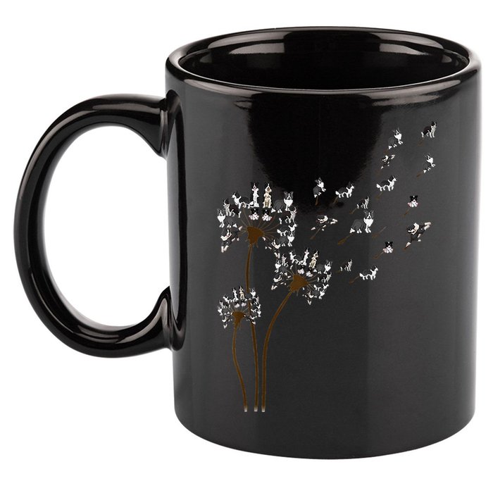 Border Collie Flower Fly Dandelion Funny Dog 11oz C Handle Ceramic Mug