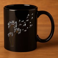 Border Collie Flower Fly Dandelion Funny Dog 11oz C Handle Ceramic Mug