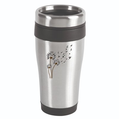 Border Collie Flower Fly Dandelion Funny Dog 16oz Travel Tumbler