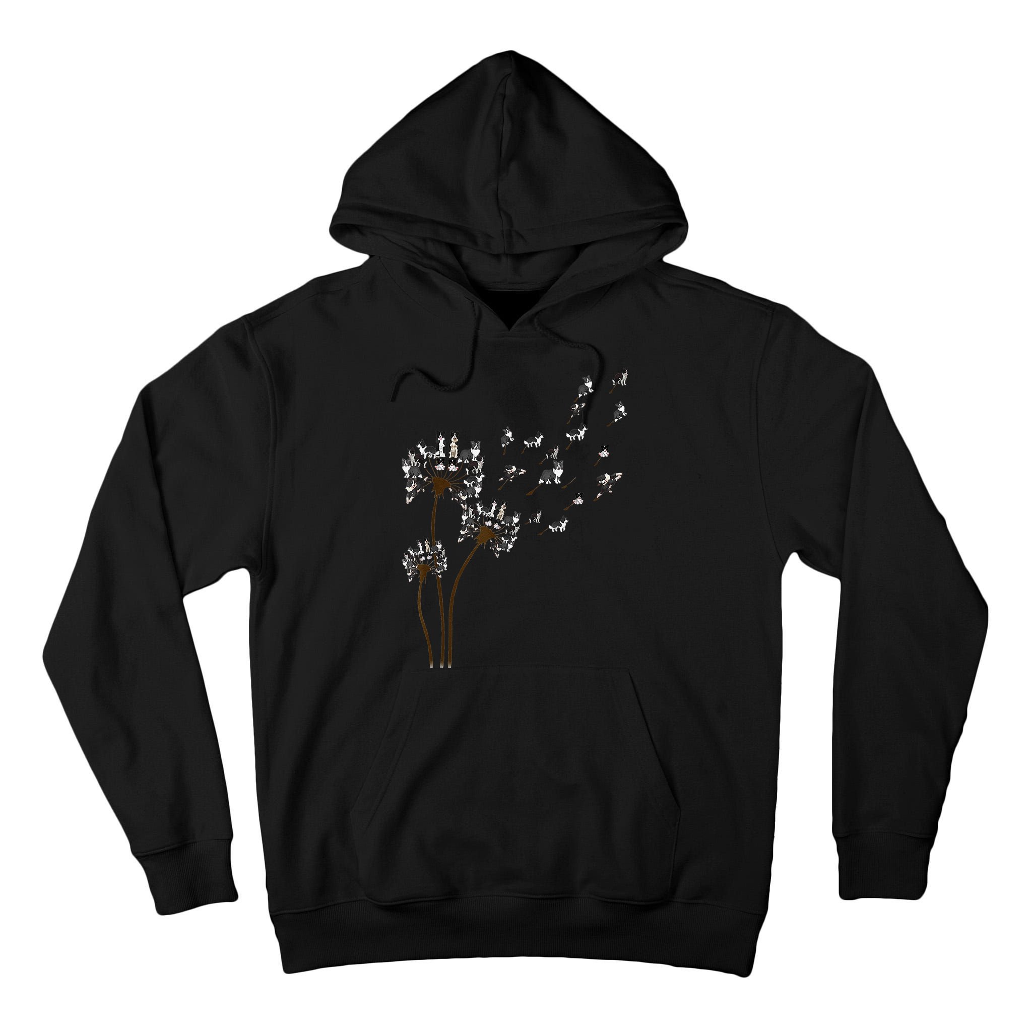 Border Collie Flower Fly Dandelion Funny Dog Tall Hoodie