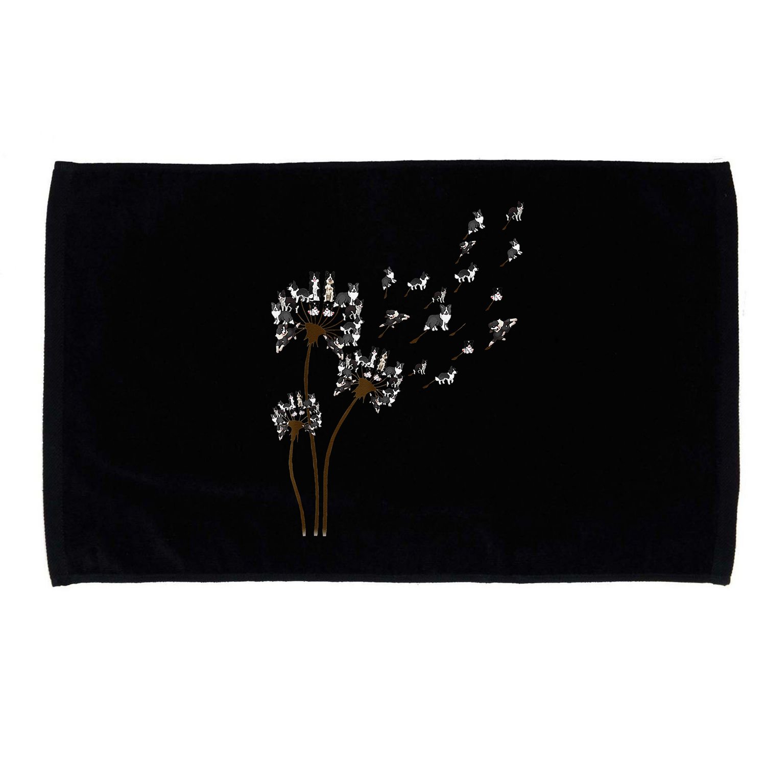 Border Collie Flower Fly Dandelion Funny Dog Microfiber Hand Towel