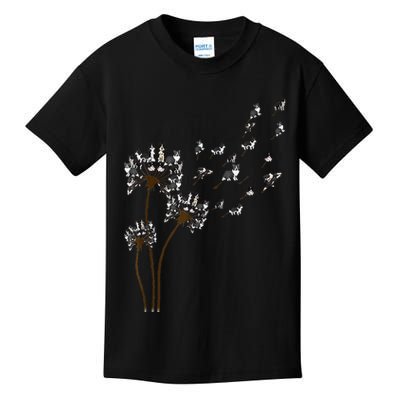 Border Collie Flower Fly Dandelion Funny Dog Kids T-Shirt