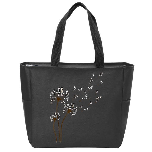 Border Collie Flower Fly Dandelion Funny Dog Zip Tote Bag