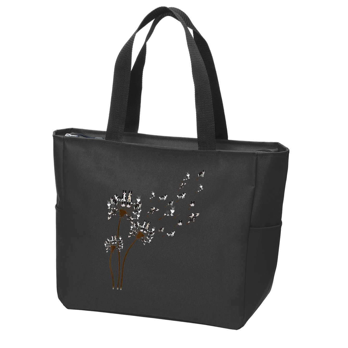 Border Collie Flower Fly Dandelion Funny Dog Zip Tote Bag