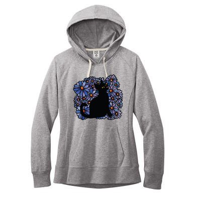 Black Cats Flower Garden Women's Fleece Hoodie