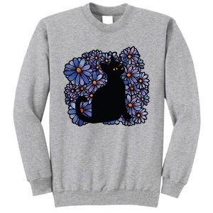 Black Cats Flower Garden Tall Sweatshirt