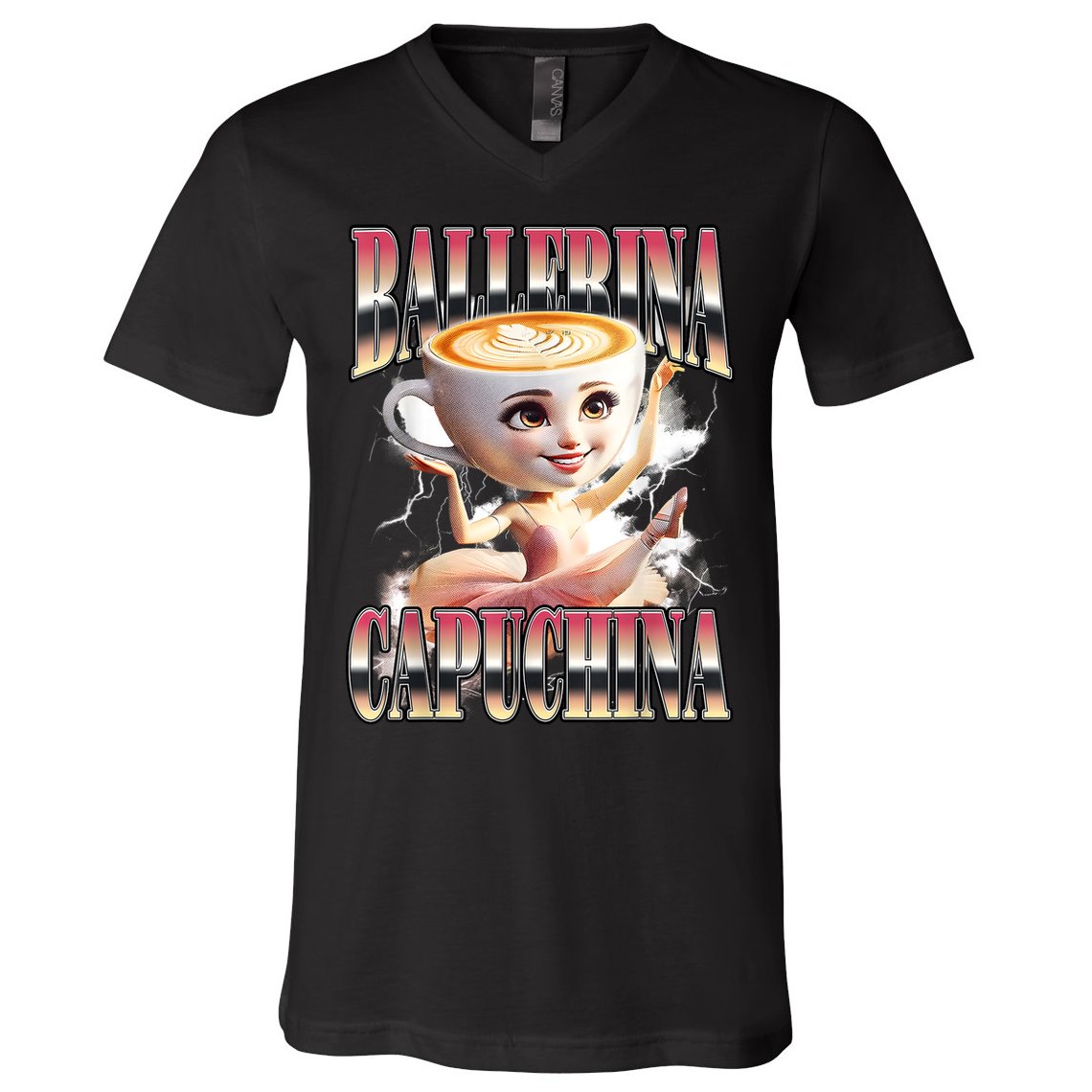 Ballerina Capuchina Funny Italian Brainrot Meme Humor Gen Z  V-Neck T-Shirt