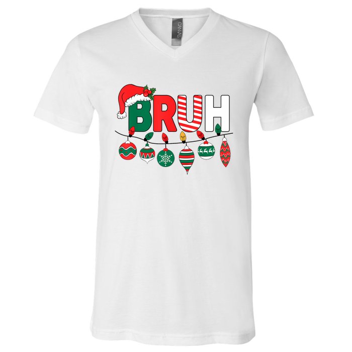 Bruh Christmas Funny Family Christmas V-Neck T-Shirt