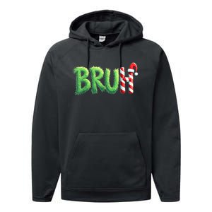 Bruh Christmas Funny Christmas Humor Meme Performance Fleece Hoodie