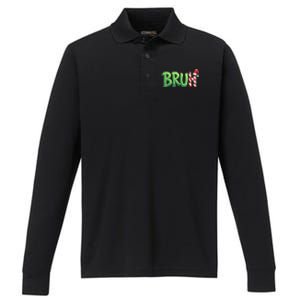 Bruh Christmas Funny Christmas Humor Meme Performance Long Sleeve Polo