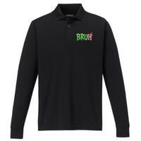 Bruh Christmas Funny Christmas Humor Meme Performance Long Sleeve Polo