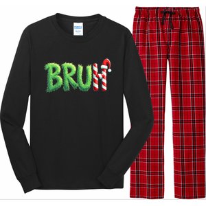 Bruh Christmas Funny Christmas Humor Meme Long Sleeve Pajama Set