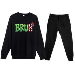 Bruh Christmas Funny Christmas Humor Meme Premium Crewneck Sweatsuit Set